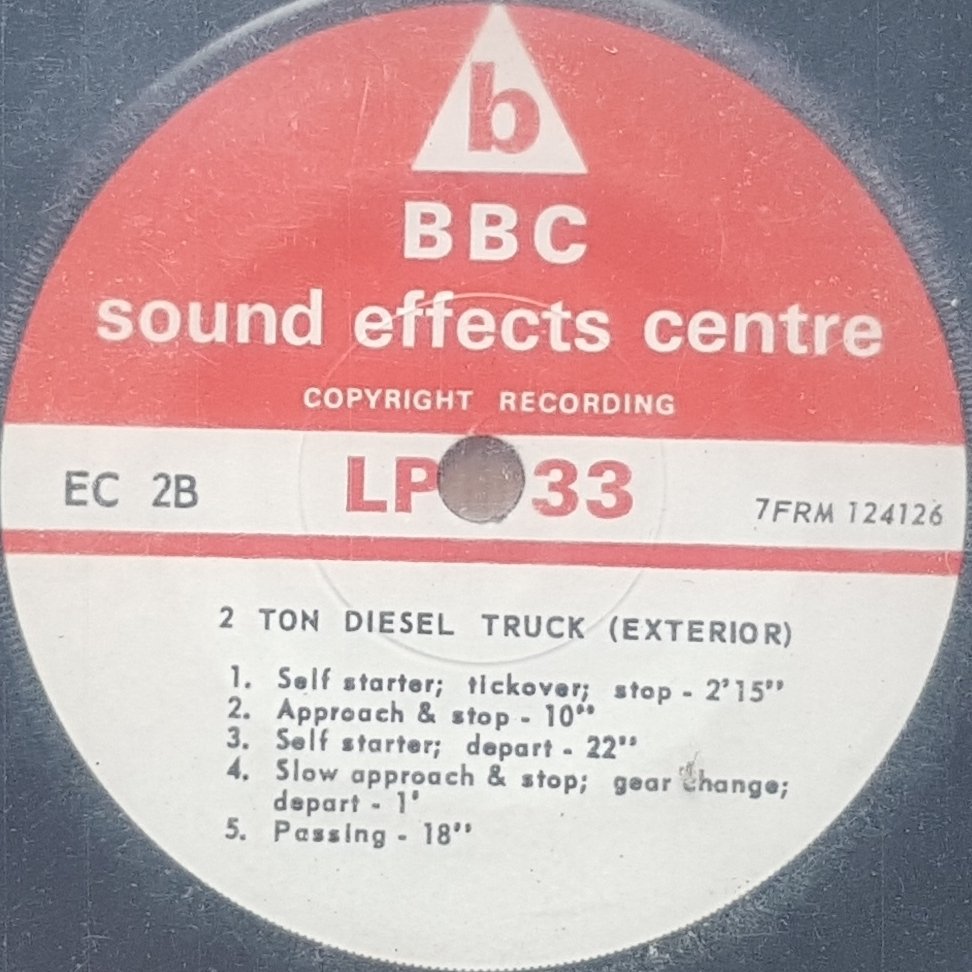 EC 2B 2 Ton Diesel Truck Not registered from the BBC records and Tapes library Label